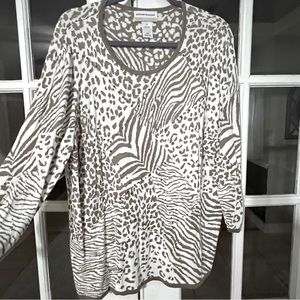 Alfred Dunner unique animal print sweater, size 1X
